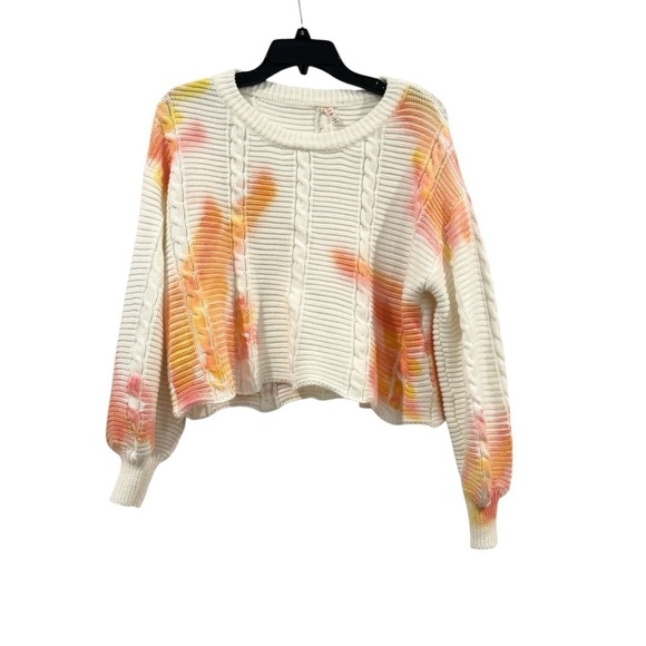 RAGA Tops - Women’s Raga Cyrus Tie Dye Pullover Sweater: Pink, Orange & White: size large